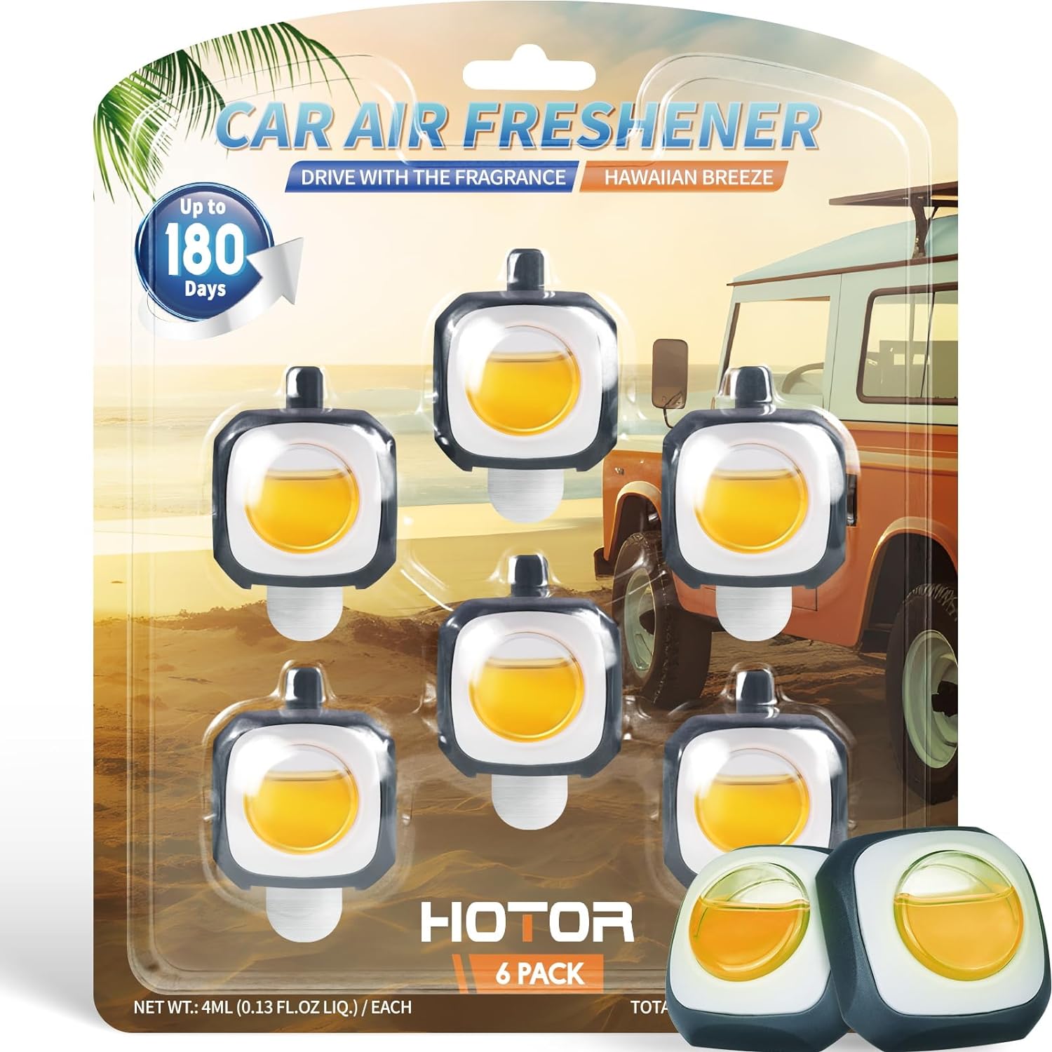 HOTOR Car Air Fresheners - Long-Lasting Car Fresheners with Large Volume of  4 ML for Each, Fragrant Air Fresheners for Car Vent Clips and Odor
